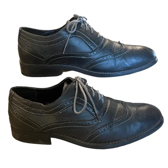 perry ellis grey dress shoes Perry Ellis Men's Leather Dress Shoes Lace-up Oxford Smooth Buffed Bus –  Luxury on a Dime main image 1
